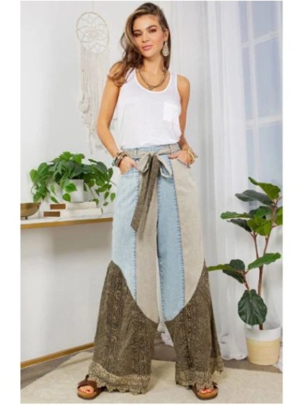 BRAND NEW WITH TAGS Wild West Lace Patchwork Boho Pants